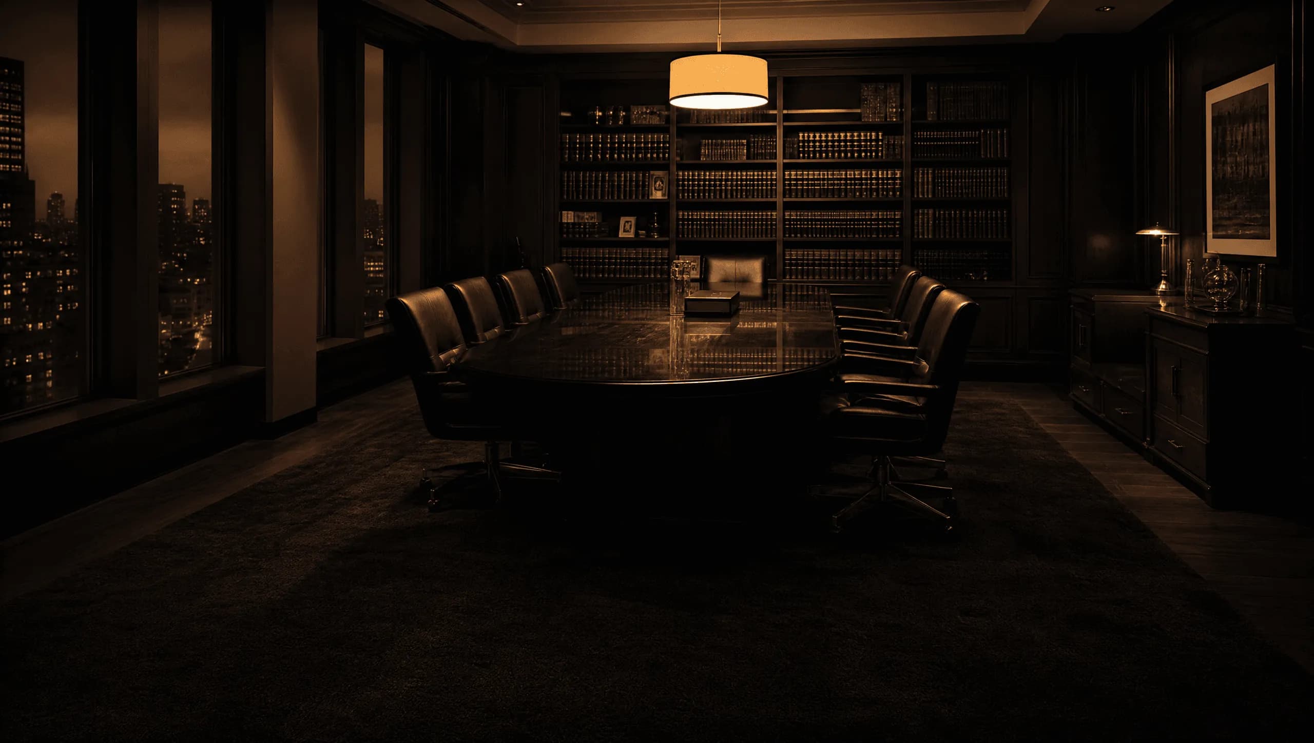 Sala de um escritório à noite
